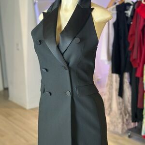 Zara Black Halter Dress with Button Accents